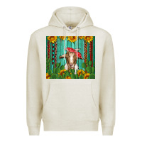 Oatmeal Heather goat with sunflower and cactus Premium Hoodie - Artiststas