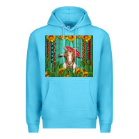 Ocean Blue goat with sunflower and cactus Premium Hoodie - Artiststas