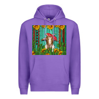 Purple goat with sunflower and cactus Premium Hoodie - Artiststas