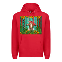 Red goat with sunflower and cactus Premium Hoodie - Artiststas