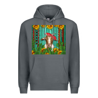 Rock goat with sunflower and cactus Premium Hoodie - Artiststas