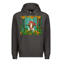 Smoke goat with sunflower and cactus Premium Hoodie - Artiststas