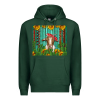 Sports Green goat with sunflower and cactus Premium Hoodie - Artiststas