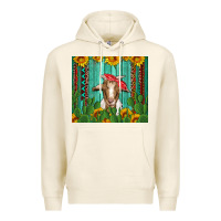 Tofu goat with sunflower and cactus Premium Hoodie - Artiststas