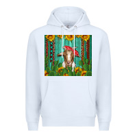 White goat with sunflower and cactus Premium Hoodie - Artiststas