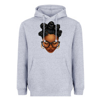 Heather Grey afro woman with bantu knots Heavyweight Hoodie - texasbilliewilder