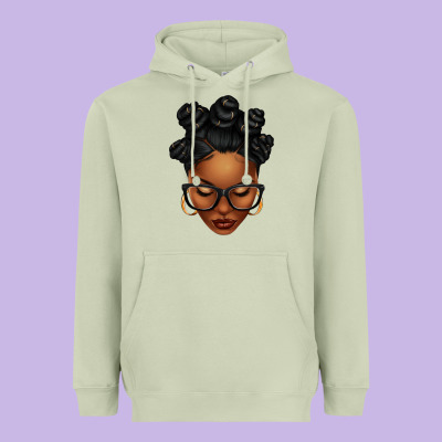 Afro Woman With Bantu Knots Heavyweight Hoodie Designed By Texasbilliewilder