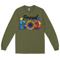 Army Green proud dad autism Long Sleeve Tee - BarkalooDesign