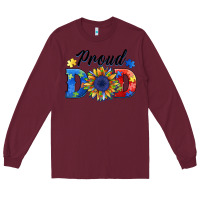 Burgundy proud dad autism Long Sleeve Tee - BarkalooDesign