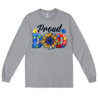 Heather Grey proud dad autism Long Sleeve Tee - BarkalooDesign