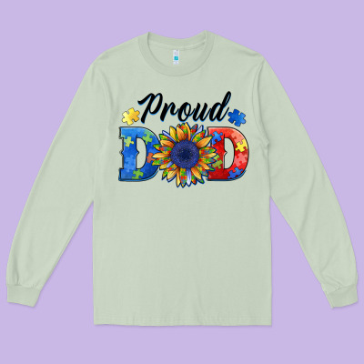 Proud Dad Autism Long Sleeve Tee Designed By Barkaloodesign