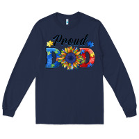 Navy proud dad autism Long Sleeve Tee - BarkalooDesign