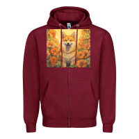 Burgundy shiba inu Zipper Hoodie - Unal Design