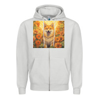 Dove Grey shiba inu Zipper Hoodie - Unal Design
