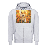 Heather Grey shiba inu Zipper Hoodie - Unal Design
