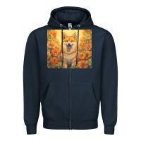 Navy shiba inu Zipper Hoodie - Unal Design