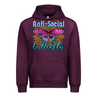 Mauve Wine Western Anti-Social Butterfly Urban Hoodie - LillyAllenDesigns