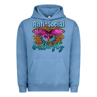 Pigment Pebble Blue Western Anti-Social Butterfly Urban Hoodie - LillyAllenDesigns