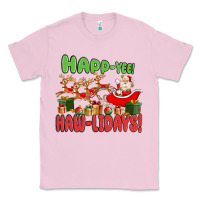 Bubblegum Pink happ yee haw lidays Classic Tee - MaliasSmallBusiness
