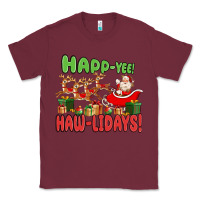 Burgundy happ yee haw lidays Classic Tee - MaliasSmallBusiness
