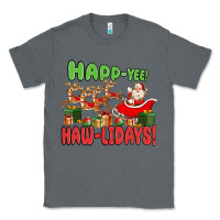 Charcoal Heather happ yee haw lidays Classic Tee - MaliasSmallBusiness