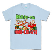 Dusty Blue happ yee haw lidays Classic Tee - MaliasSmallBusiness