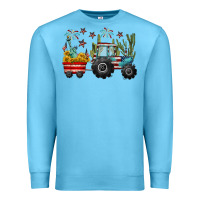 Ocean Blue 4th of july tractor Premium Sweatshirt - CowGirlArtShop