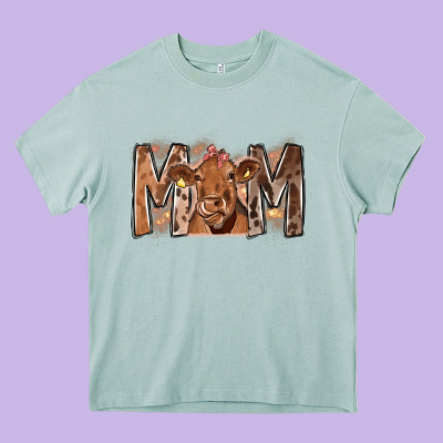 Rodeo Mom Cow Heavy Core Tee Designed By Cowhidedigitalart