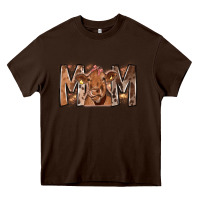 Chocolate Brown Rodeo Mom Cow Heavy Core Tee - CowhideDigitalArt