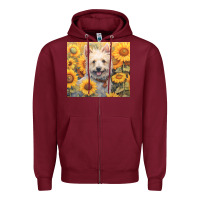 Burgundy westie Zipper Hoodie - Unal Design