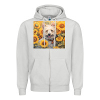 Dove Grey westie Zipper Hoodie - Unal Design