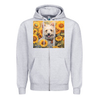 Heather Grey westie Zipper Hoodie - Unal Design