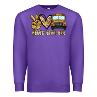 Purple peace love bus Premium Sweatshirt - CowhideDigitalArt