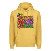 Antique Gold mardi gras vibes crawfish mask and fleur de lis Premium Hoodie - Artiststas