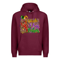 Burgundy mardi gras vibes crawfish mask and fleur de lis Premium Hoodie - Artiststas