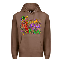 Chestnut mardi gras vibes crawfish mask and fleur de lis Premium Hoodie - Artiststas