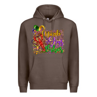 Coffee mardi gras vibes crawfish mask and fleur de lis Premium Hoodie - Artiststas