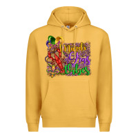 Mustard mardi gras vibes crawfish mask and fleur de lis Premium Hoodie - Artiststas