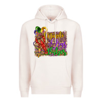 Pale Pink mardi gras vibes crawfish mask and fleur de lis Premium Hoodie - Artiststas