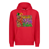 Red mardi gras vibes crawfish mask and fleur de lis Premium Hoodie - Artiststas