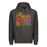Smoke mardi gras vibes crawfish mask and fleur de lis Premium Hoodie - Artiststas