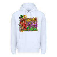 White mardi gras vibes crawfish mask and fleur de lis Premium Hoodie - Artiststas