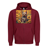 Burgundy yorkshire terrier Zipper Hoodie - Unal Design