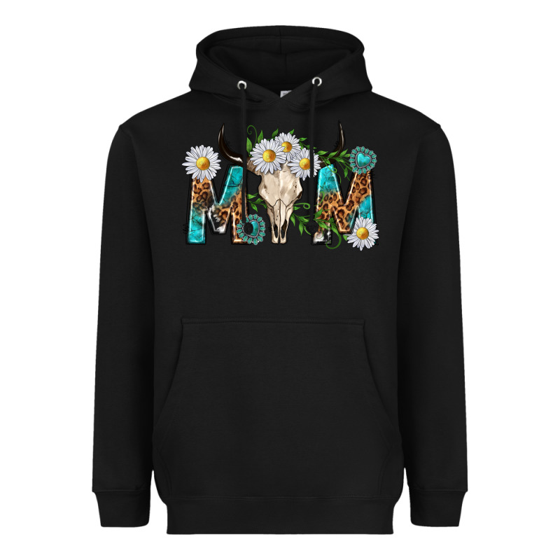 Mom With Bull Skull Heavyweight Hoodie by texasbilliewilder | Teevron