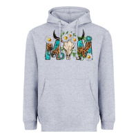 Heather Grey mom with bull skull Heavyweight Hoodie - texasbilliewilder