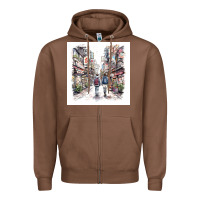 Chestnut Japan Street Zipper Hoodie - Unal Design