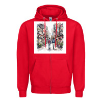 Red Japan Street Zipper Hoodie - Unal Design
