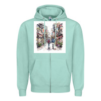 Seafoam Japan Street Zipper Hoodie - Unal Design