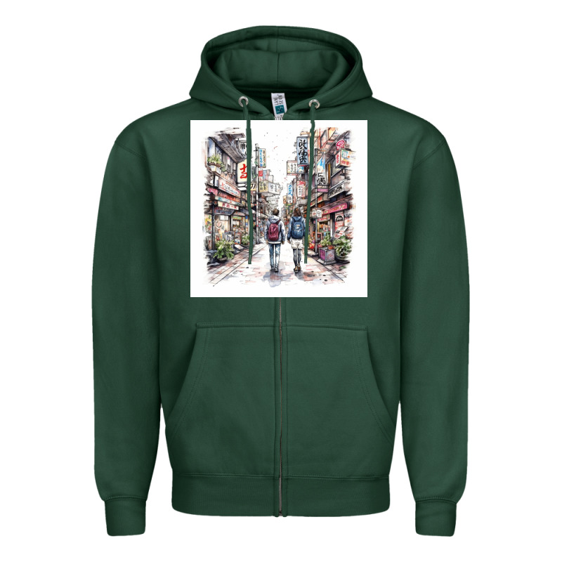Japan Street Zipper Hoodie by Unal Design | Teevron