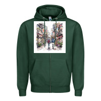 Sports Green Japan Street Zipper Hoodie - Unal Design